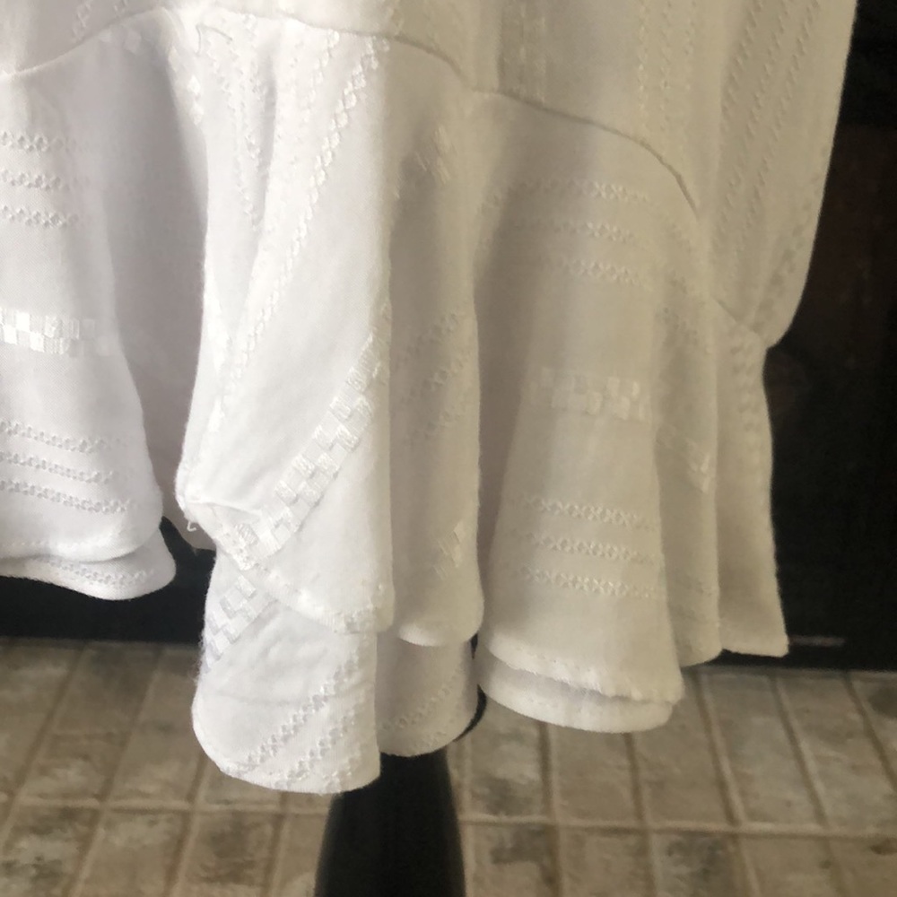 Jodi Kristopher White Ruffle Bottom Spaghetti Strap Open Back Dress size 1 - Picture 5 of 15